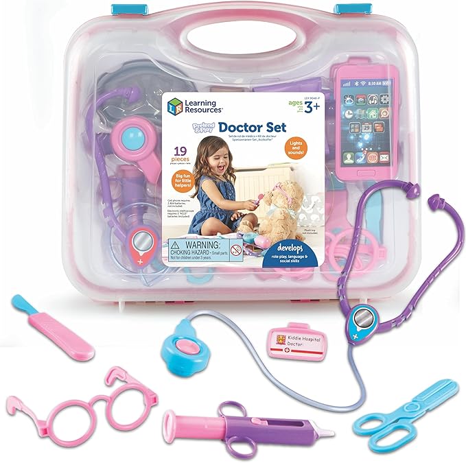 Learning Resources Pretend and Play Doctor Kit - 19 Piece Set, Doctor Kit and Costume for Kids, Toy Medical Kit, Toddler Social Emotional Learning Toys, Gifts for Ages 3+