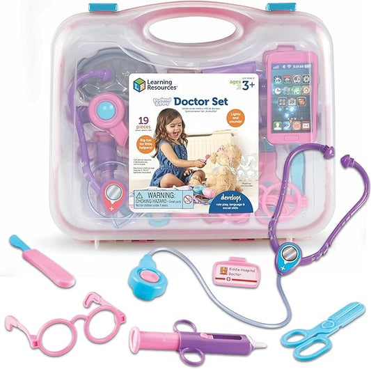 Learning Resources Pretend and Play Doctor Kit - 19 Piece Set, Doctor Kit and Costume for Kids, Toy Medical Kit, Toddler Social Emotional Learning Toys, Gifts for Ages 3+