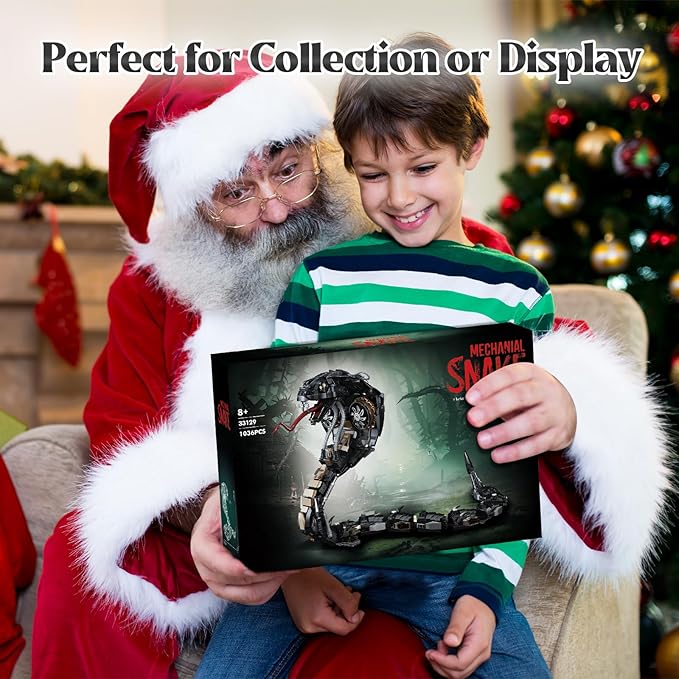 Mechanical Snake Building Block Set 1036PCS Mecha Snake Model Kit with Movable Joints Cyberpunk Animal Art Frame Decor Toy STEM Building Toy for Kids 8+ Adults Collectors Compatible with Lego