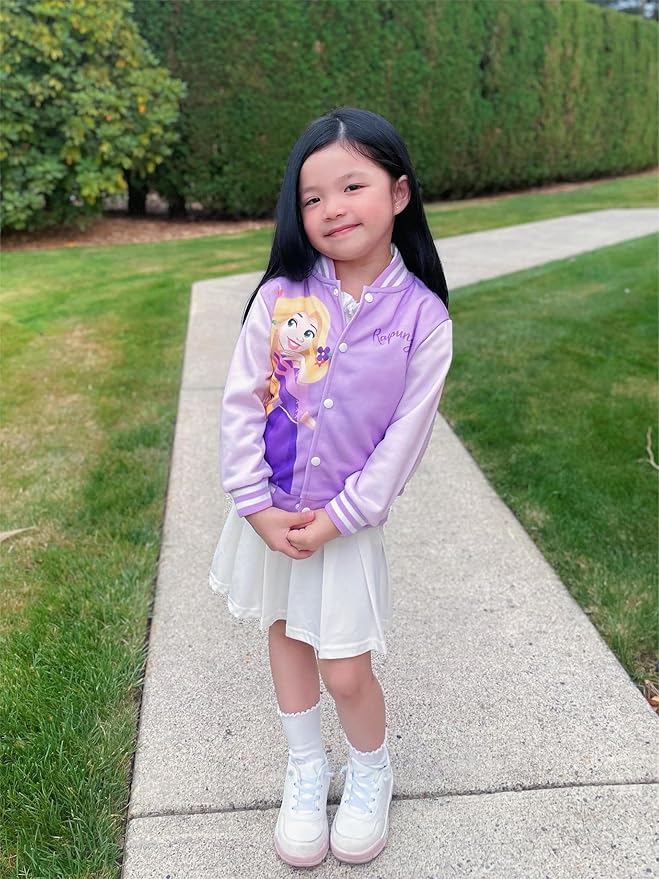 Disney Minnie Mickey Stitch Princess Frozen Elsa Marvel Jacket Lightweight Coat Button up Color Block Sweatshirt 2-14 Years