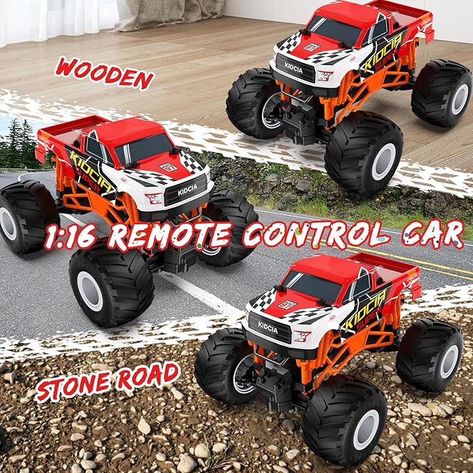 1:16 Scale RC Monster Truck - 2.4GHz All Terrain Car for Kids 4-12, 20 Km/h Off Road RC Truck, Christmas or Birthday Gift