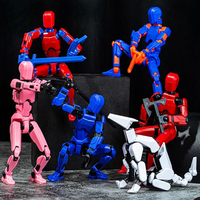 6 Pack T13 Action Figures Updated Assembly, Titan 13 Action Figure, Dummy 13 Figure Set,Nova 13 Robot Toy, Lucky 13 Action Figure 3D Printed Multi-Jointed Movable, Birthday Gift for Kids Boy
