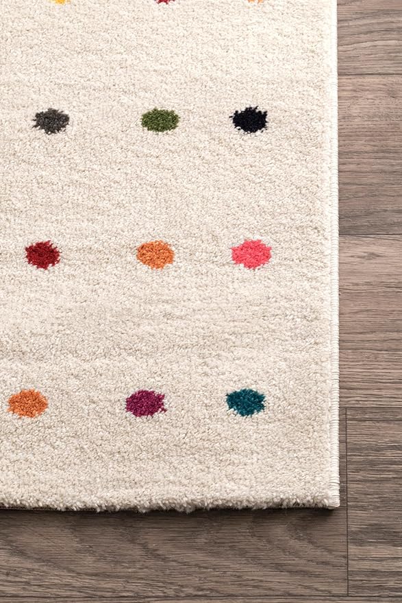 nuLOOM Dorie Polka Dot 8x10 Area Rug for Living Room Bedroom Dining Room Kitchen, Multicolor/Ivory