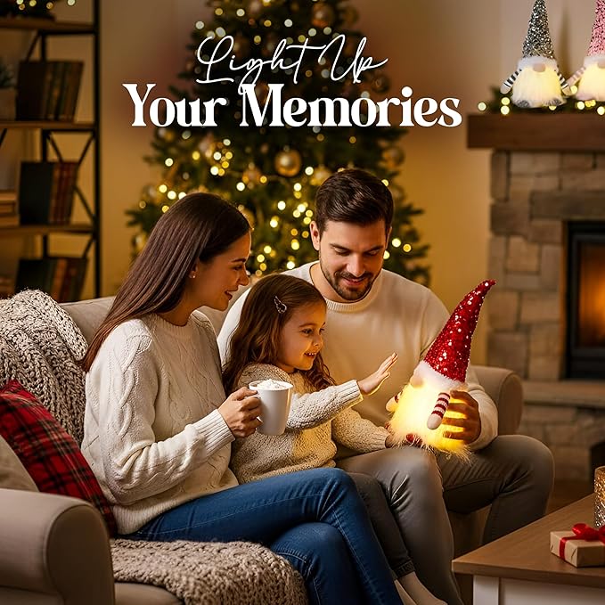 2PCS Christmas Gnomes Decorations and Christmas Decorations Indoor Lighted - 12" Handmade Swedish Santa Gnomes Plush Cute Christmas Decor Elf Gift Xmas Table