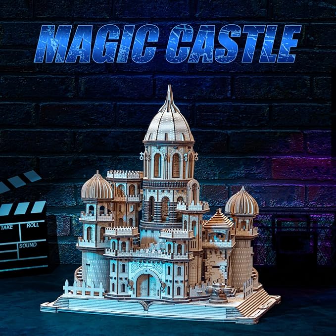 3D Wooden Puzzles DIY Mechanical Wooden Wide Model Kit 1000 Pcs 3D Puzzles for Adults Teens 14+Years Puzzle Enthusiasts Box Clockwork Enchanted Castle