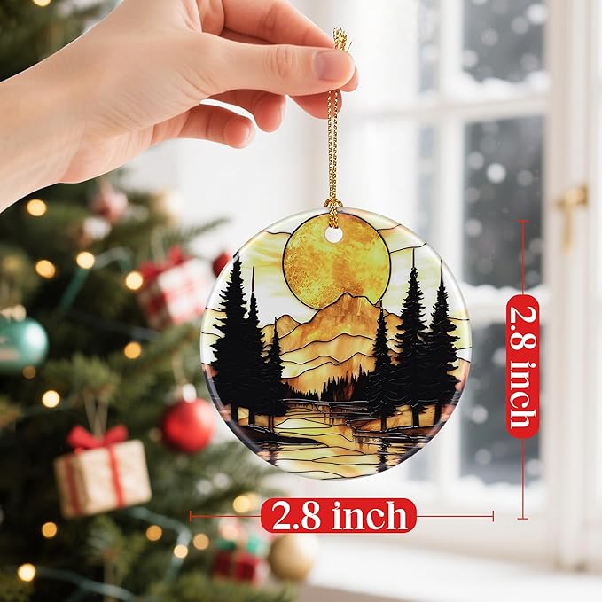 Mountain Sunset Christmas Ornaments: Christmas Tree Ornaments, Holiday Decor for Nature Lovers, Stocking Stuffers, Gift Ideas, Xmas Gifts & Rustic Cabin Decor Gifts