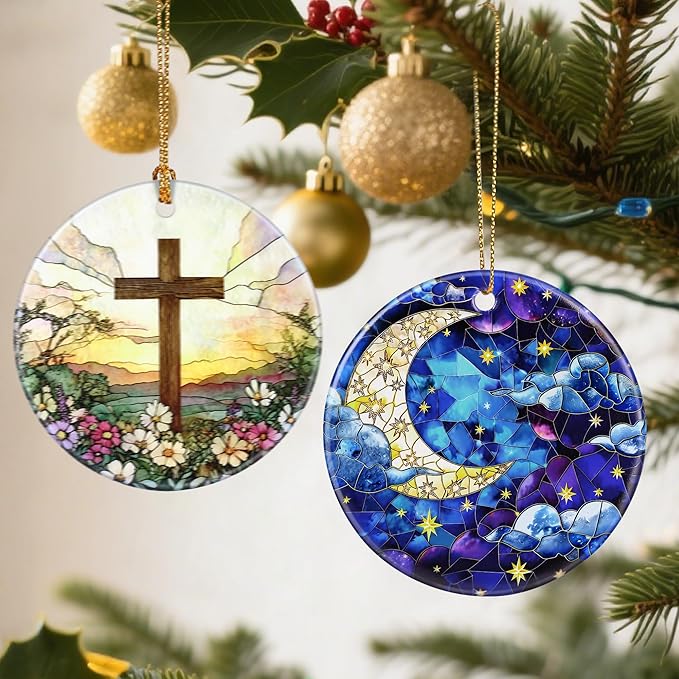 Night Sky Ornaments, Christmas Ornaments: Christmas Tree Decorations, Holiday Decor, Stocking Stuffers, Gift Ideas, Xmas Gift, Star and Moon Lover Gifts & Gifts for Art Lover