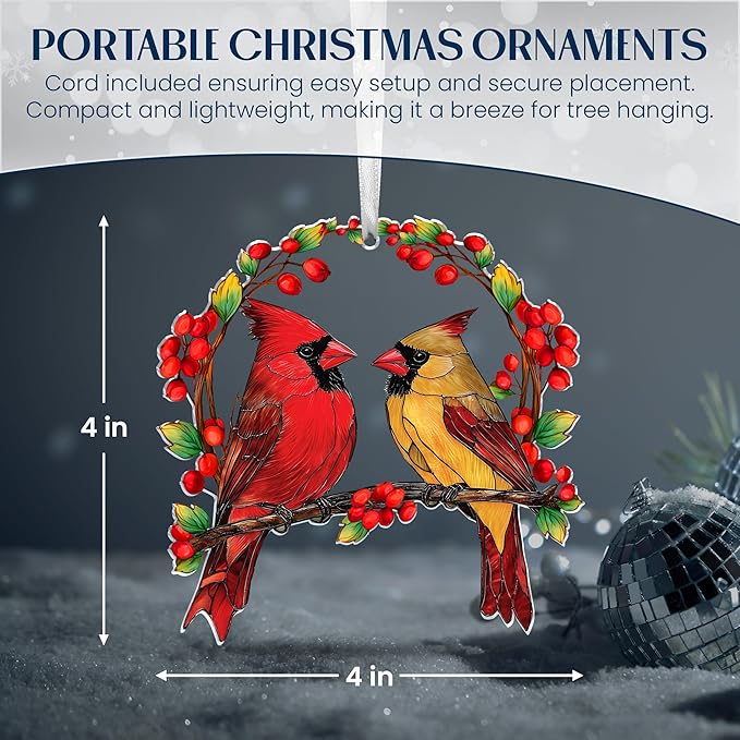 Sympathy Gifts for Loss of Loved One - Two Layer Wooden Cardinal Christmas Ornaments 2025 - Cardinal Gifts for Women Men, Bereavement Memorial Gift Ideas, Cardinals for Christmas Decorations