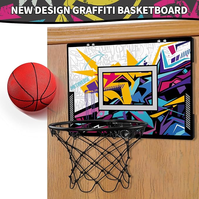 Basketball Hoop Indoor Basketball Toy Gifts for Kids Boys Girls Teens Adults, Suit for Bedroom/Office/Outdoor/Pool, Black