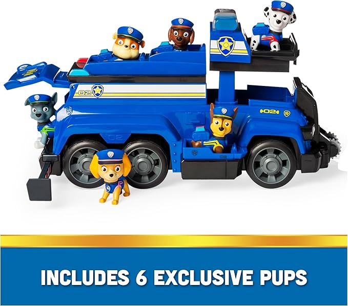 PAW Patrol Team Cruiser, Large Scale Vehicle with Exclusive Chase, Marshall, Skye, Rubble, Rocky & Zuma Action Figures, Toys for Boys & Girls Ages 3+