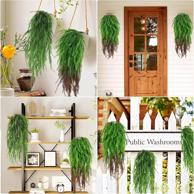 RECUTMS 31.5”Artificial Hanging Plants Christmas Fake Ivy Leaves Decoration Fern Vine for Indoors Outdoors, Faux Foliage Greenery Decor Living Room Balcony Garden 4 pcs (Green)