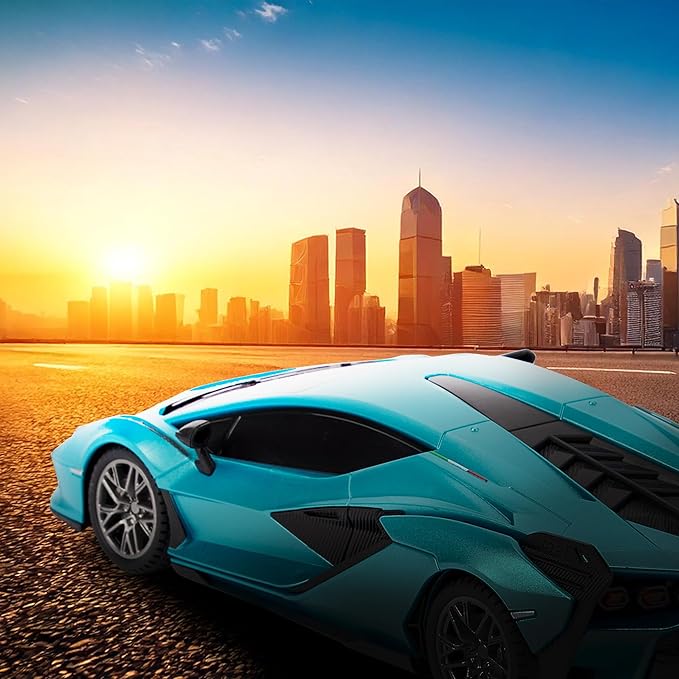 1:24 Scale Officially Licensed RC Lamborghini Sián FKP 37, Blue Lambo Sport Racing Hobby Toy Car Model Vehicle for Boys Girls and Adults Gift