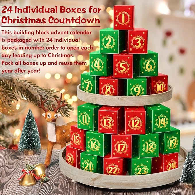 Advent Calendar 2025 Christmas Gifts for Kids Adults Teens, Christmas Train Building Blocks Holiday Gifts New Year Gift Box with Tree Santa Nutcracker Toys Set for Boys Girls Women Men Age 6+