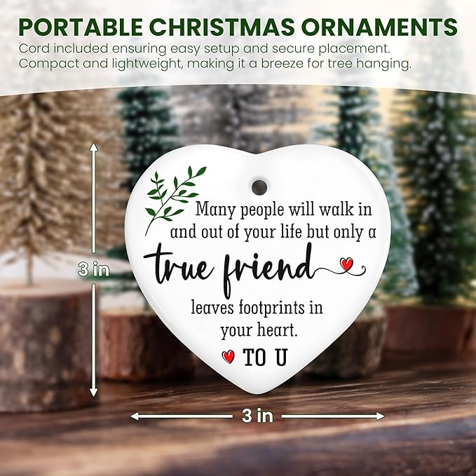 OASSIE Christmas Friendship Gifts for Women Men - Ceramic Friends Christmas Ornaments 2025 - Friendship Ornaments for Tree Decorations, Bestie Friend Birthday Gifts for Women, BFF Gift for Friend