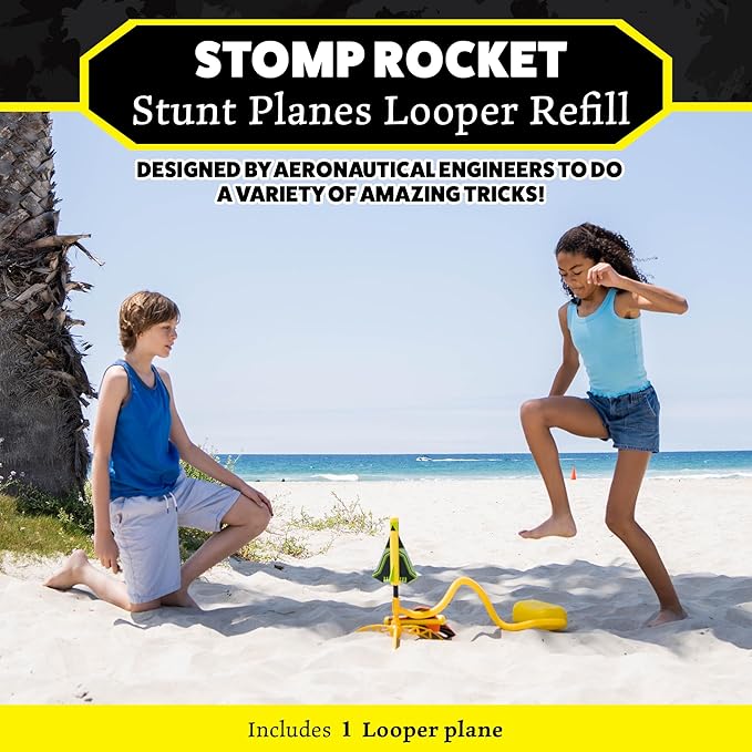 Stomp Rocket Stunt Airplane Refill - Looper Plane Launcher for Kids - Airplane Soars Over 100 Feet - Fun Outdoor Toys & Gift for Boys or Girls