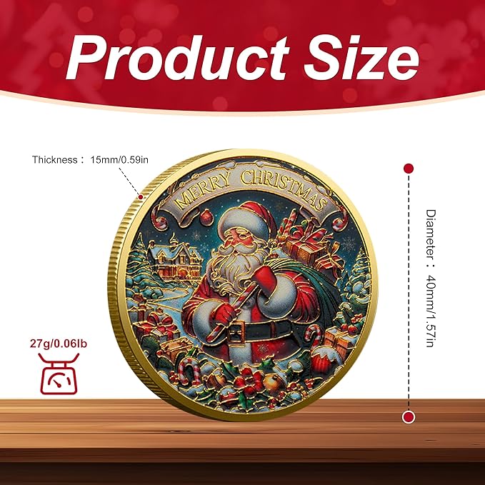2025 New Santa Claus Commemorative Coin, Christmas Tree Decorations, Funny Santa Claus and Snow House Decorations, (sled)