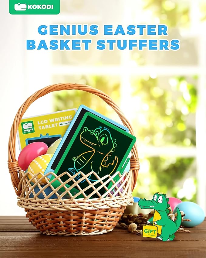 KOKODI LCD Writing Tablet, 10 Inch Colorful Toddler Doodle Board Drawing Tablet, Erasable Reusable Electronic Drawing Pads, Educational and Learning Toy for 3-6 Years Old Boy and Girls(Green)