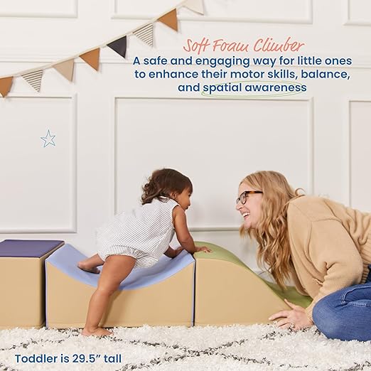 ECR4Kids SoftZone Traversing Trio Climber, Beginner Playset, Earthtone, 3-Piece