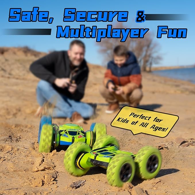 Threeking RC Stunt Car Remote Control Cars with Lights Double-Sided Driving Indoor Outdoor Toys Gifts Presents for 6 7 8 9 10 11 12 Year Old Kids Boys Girls