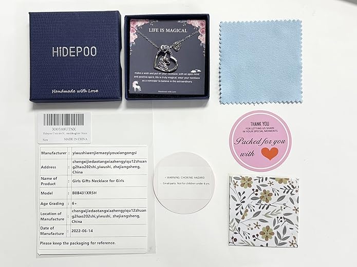 Hidepoo Stocking Stuffers for Teen Girls Kids - Colorful CZ Heart Pendant Initial Unicorn Necklaces for Girl Jewelry Birthday Gift Christmas Gifts for Grandkids Girls Kid