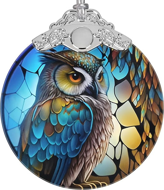 Owl Ornament, Christmas Ornaments, Christmas Decorations for Tree, Stained Glass Ornament, Heirloom Keepsake, Gift Exchange, Gift Ideas, Bauble Present