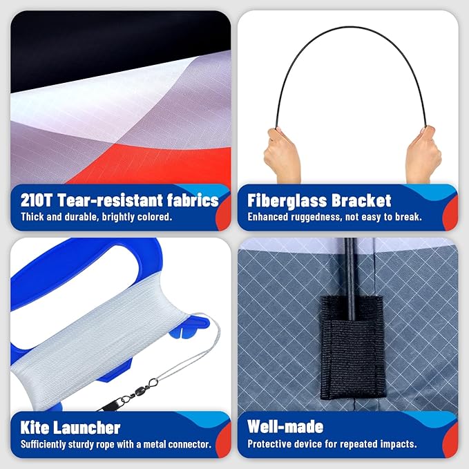 Delta Kite Set for Kids and Adults,Extremely Easy to Launch for Beginners, Perfect for Beaches and Parks,ites for Beach Trip Park Family Outdoor Games and Activities (Eye of The Sky Blue,red,green, 3)