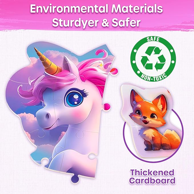 SYNARRY Unicorn Floor Puzzles for Kids Ages 4-6, Large 45 Piece Floor Puzzles for Kids Ages 4-8, Puzzles for Toddlers 2-4, Unicorn Toys Gifts for 3 4 5 6 7 8 Year Old Girls