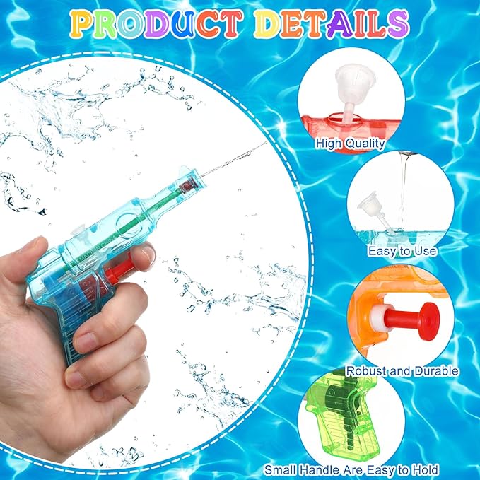 Leyndo 50 Pack Water Gun for Kids Mini Water Gun Bulk Small Colorful Blaster Plastic Squirt Pistol for Boys Girls Outdoor Beach Game Summer Swimming Pool Party Favors(Bright Color)