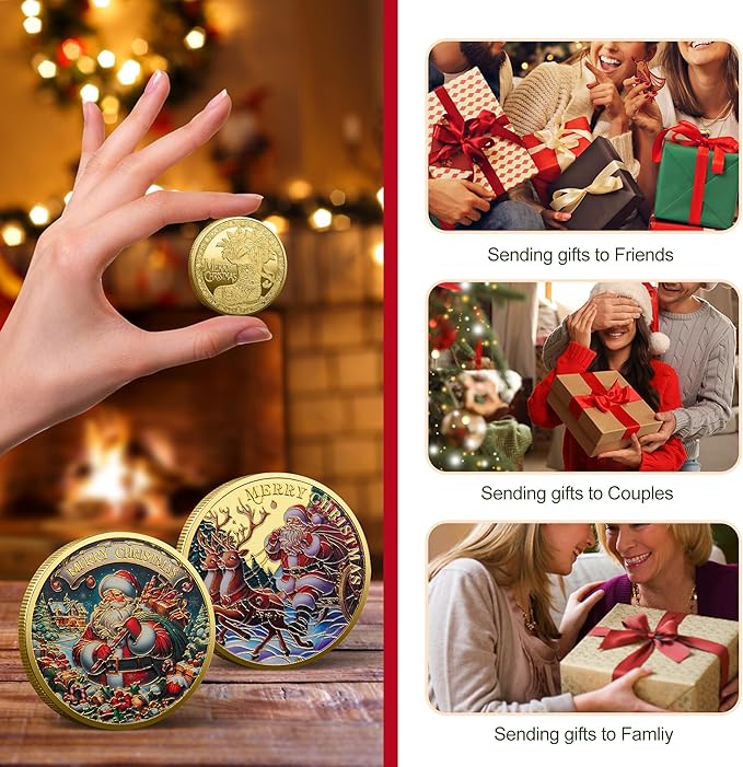 2025 New Santa Claus Commemorative Coin, Christmas Tree Decorations, Funny Santa Claus and Snow House Decorations, (sled)
