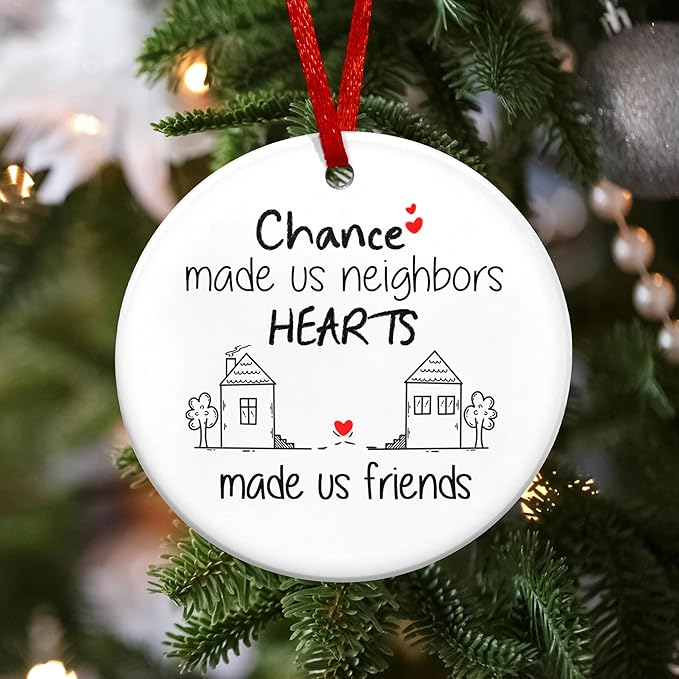 Neighbors Gifts for Friends - Christmas Tree Decoration Ceramic Ornament - Christmas Birthday Funny Hello Neighbor Gifts for The Neighborhood Friends