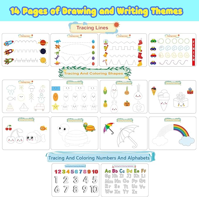 Huijing Toddler Activities Preschool Learning Busy Book - 29 Themes Binder Montessori Toys for Toddlers, Workbook Activity Autism Materials and Tracing Coloring