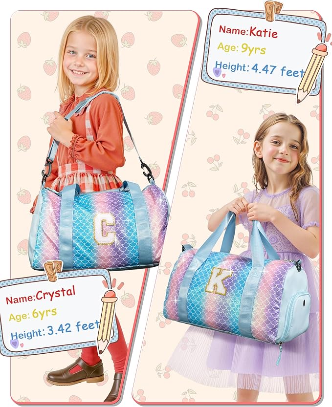 6 7 8 9 10 Year Old Girls Birthday Gift-Girl Gym Bag with Shoe Compartment, Kid Personalized Weekender Overnight Bags, Initial Travel Tote with Makeup Pouch, Easter Gifts for Teen (Letter Q)