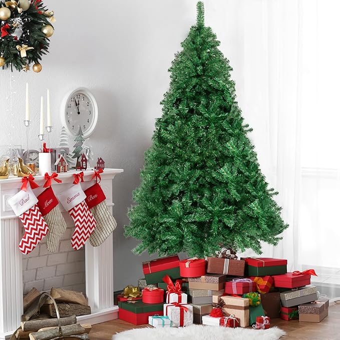 Bonnlo 5ft Artificial Christmas Tree, Unlit Pine Tree with Sturdy Metal Stand, 850 Tips for Indoor Outdoor Holiday Decor