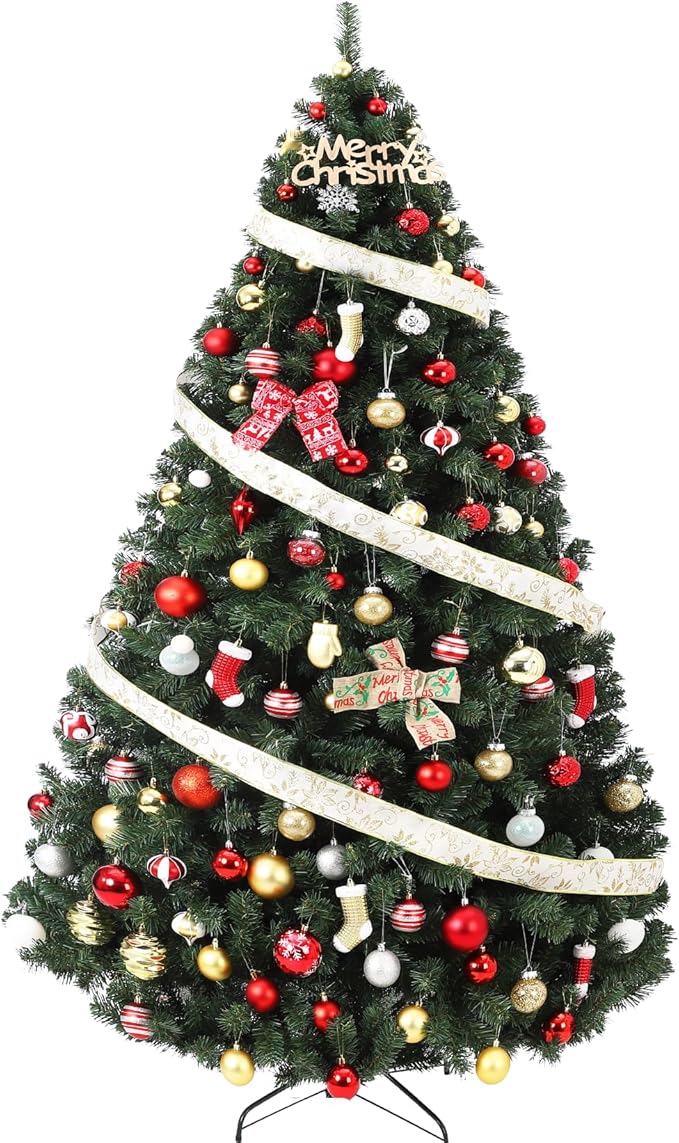 GAOMON 7.5FT Premium Spruce Artificial Holiday Christmas Tree for Home, Office, Party Decoration w/ 1,450 Branch Tips, Easy Assembly, Metal Hinges & Foldable Base