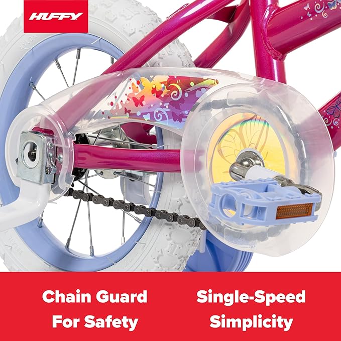 Huffy Illuminate Bike for Girls, 12/16/20 Inch Size Options, Ages 3+ Years Old, Removable Training Wheels (12" and 16" Only), Multiple Color Options, Easy Assembly, Streamers, Adjustable Seat, Durable