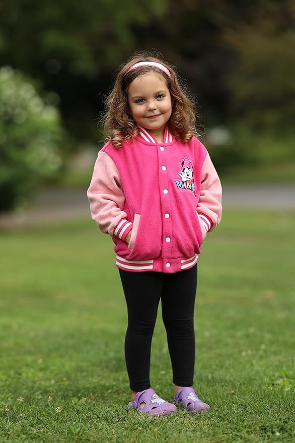 Disney Minnie Mickey Stitch Princess Frozen Elsa Marvel Jacket Lightweight Coat Button up Color Block Sweatshirt 2-14 Years