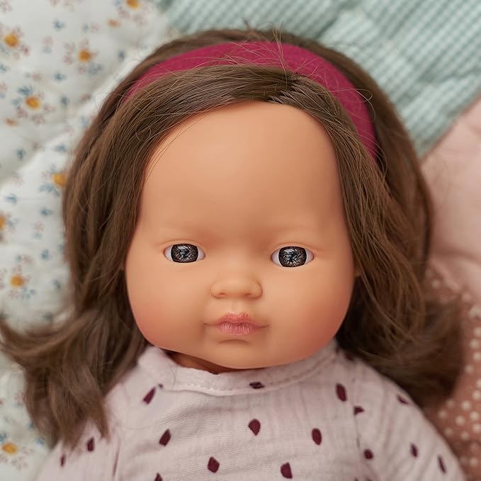 Miniland Doll 15'' Caucasian Brunette Girl (Polybag) - Made in Spain, Anatomically Correct, Quality, Inclusion