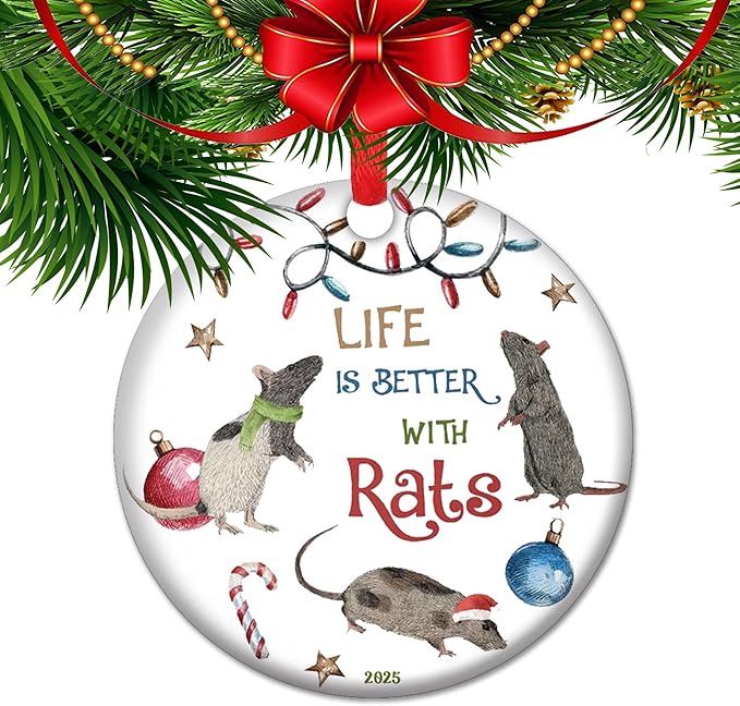 2025 Christmas Ornament, Life is Better with Rats, Rat Lover, Xmas Tree Decoration Gifts for Family