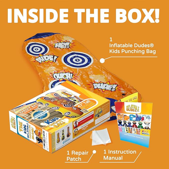 INFLATABLE DUDES Target Bags -Kids Punching Bag | Already Filled with Sand| Bop Bag | Premium Inflatable Toy | Punching Bag for Kids | Enhanced Bounce-Back Action! | Indoor Outdoor -Party Games