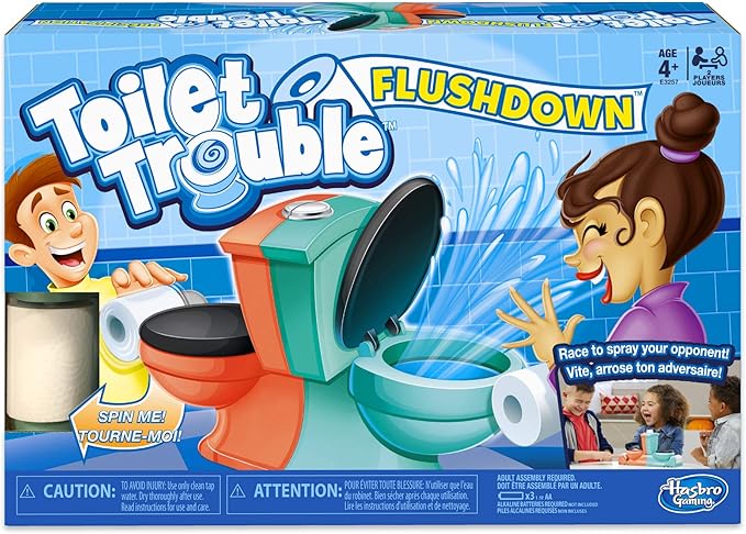Hasbro Gaming Toilet Trouble Flushdown Kids Game Water Spray Ages 4+