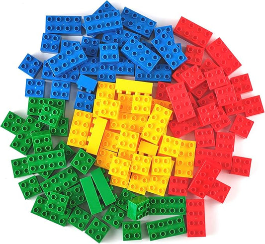 Strictly Briks Toy Large Building Blocks for Kids & Toddlers, Big Bricks Building Blocks for Ages 3 and Up - Compatible with All Major Brands, Blue, Green, Red, & Yellow, 108 Pieces - Toy Building Set