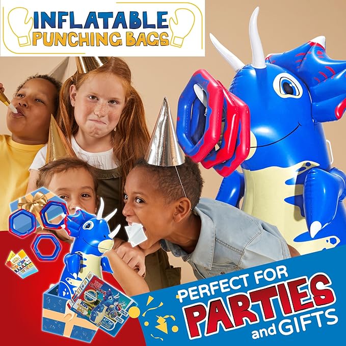 INFLATABLE DUDES Dinosaur -Kids Punching Bag | Already Filled with Sand| Bop Bag | Premium Inflatable Toy | Punching Bag for Kids | Enhanced Bounce-Back Action! | Indoor Outdoor - Party Games