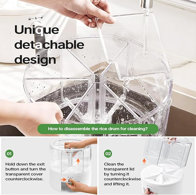 16lb Grain Dispenser 6 Grid Grain Container, 360° Rotating Dry Food Dispenser, Airtight Storage, Upgrade 6 Compartment Rotating Grain Dispenser Storage Container