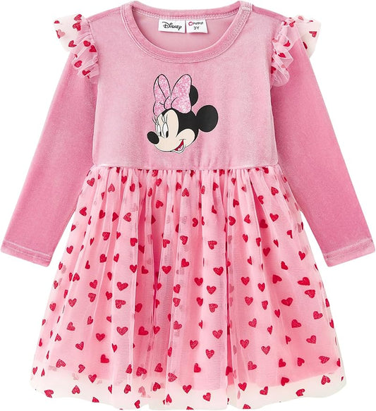 Disney Princess Frozen Minnie Mouse Dress Girls Sparkle Ruffle Tulle Tutu Birthday Party Fall Outfits Clothes Baby to Toddler