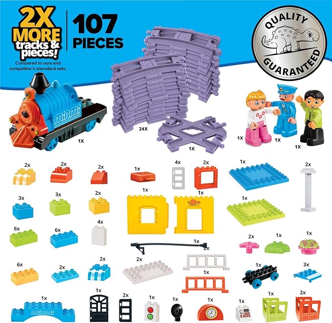 Electric Train Set - Toddler Train Toy Figures & Playsets for Age 2-10 Year Old Boy Toy Trains, Kids Toy Train Sets for Boys & Girls, Mini Engine Steam Train Model Train Set, Motorized Train Set-107pc