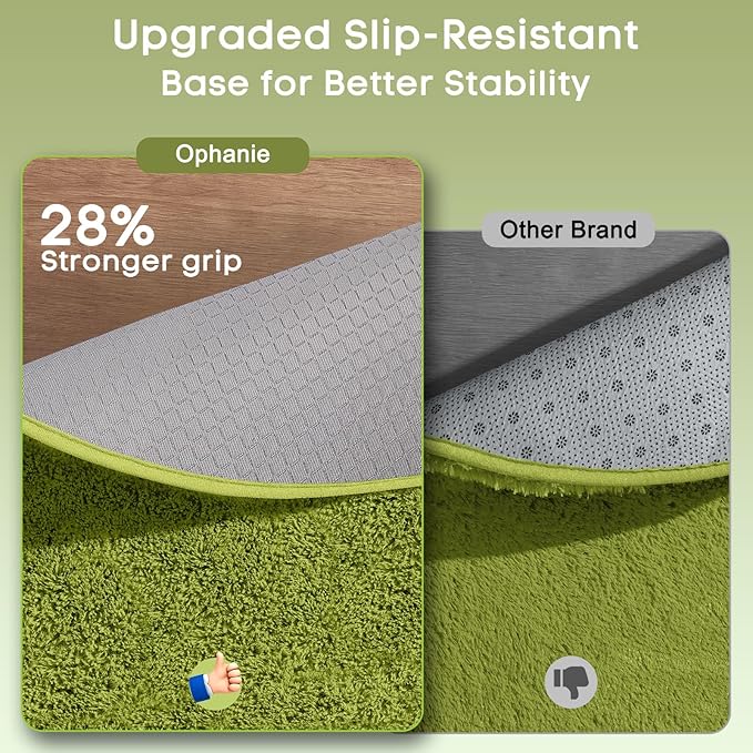 Ophanie Round Rug 4Ft Green Circle Area Rug, Green Room Decor, Fluffy Fuzzy Bedroom Carpet, Plush Soft Shaggy Living Room Rugs for Kids Home Decor Aesthetic, Nursery