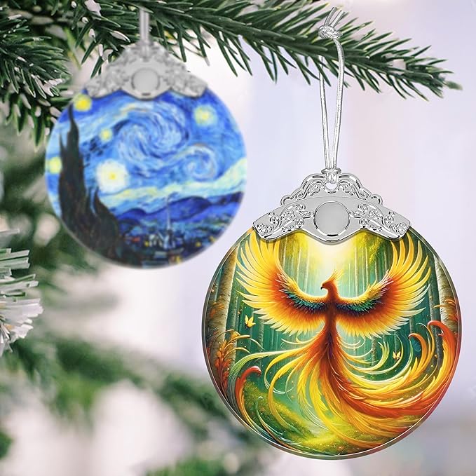 Phoenix Stained Glass Hanging Ornament - Christmas Tree Decoration, Holiday Home Decor, Gift Exchange Idea - Phoenix in Full Wings