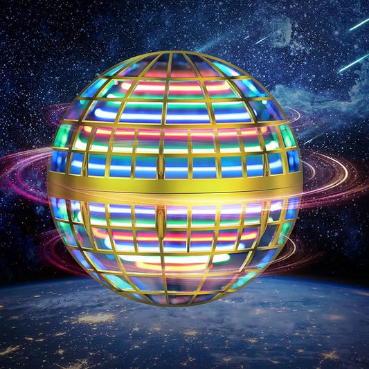 LEMATRIX 2025 Flying Orb Ball Toy, Hover Ball Boomerang Fly Fidget Spinner, Cool Toys Gifts for 6 7 8 9 10 11 12+ Years Old boy Girls Teens, Hand Mini Drone Cosmic Globe , Indoor Outdoor Toys(Golden)