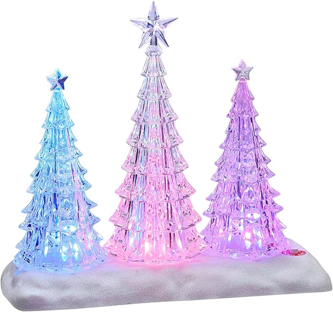 Tabletop Christmas Tree with Light and Music - Battery Operated Crystal Clear Acrylic Christmas Tree Light with 8 Christmas Songs for Tabletop Home Office Holiday Decorations Gift, Multi-Color