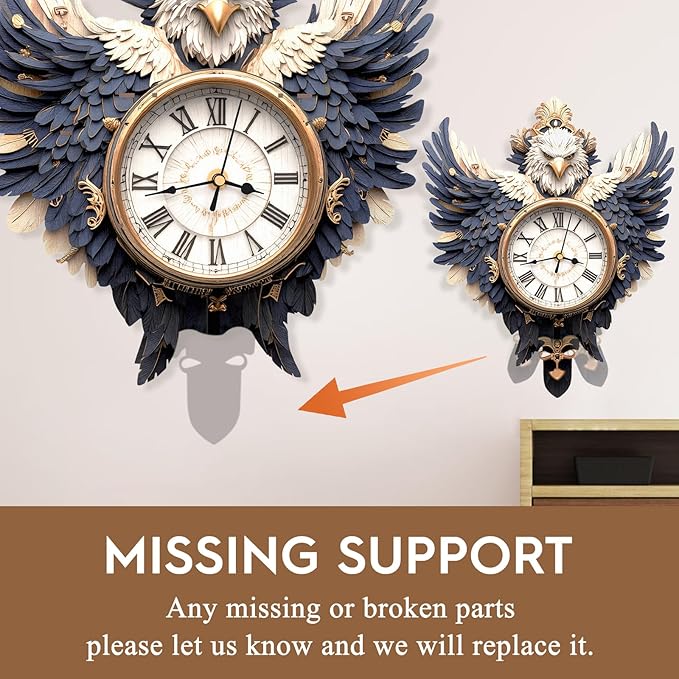 3D Puzzles for Adults Clock-Eagle Design Model Kit-Mechanical DIY Pendulum Clock with Roman Numerals-Desk Home Office Decor Personalized Gift for DIY Lovers